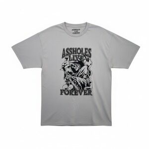 As*holes Live Forever Grim Reaper‎ Graphic T-Shirt Grey Mens XXL